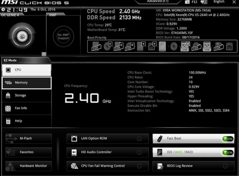 Как отключить энергосбережение в биосе msi