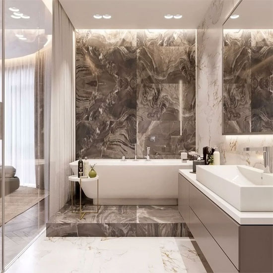 Дизайн одной стены в ванной: акцентная стена